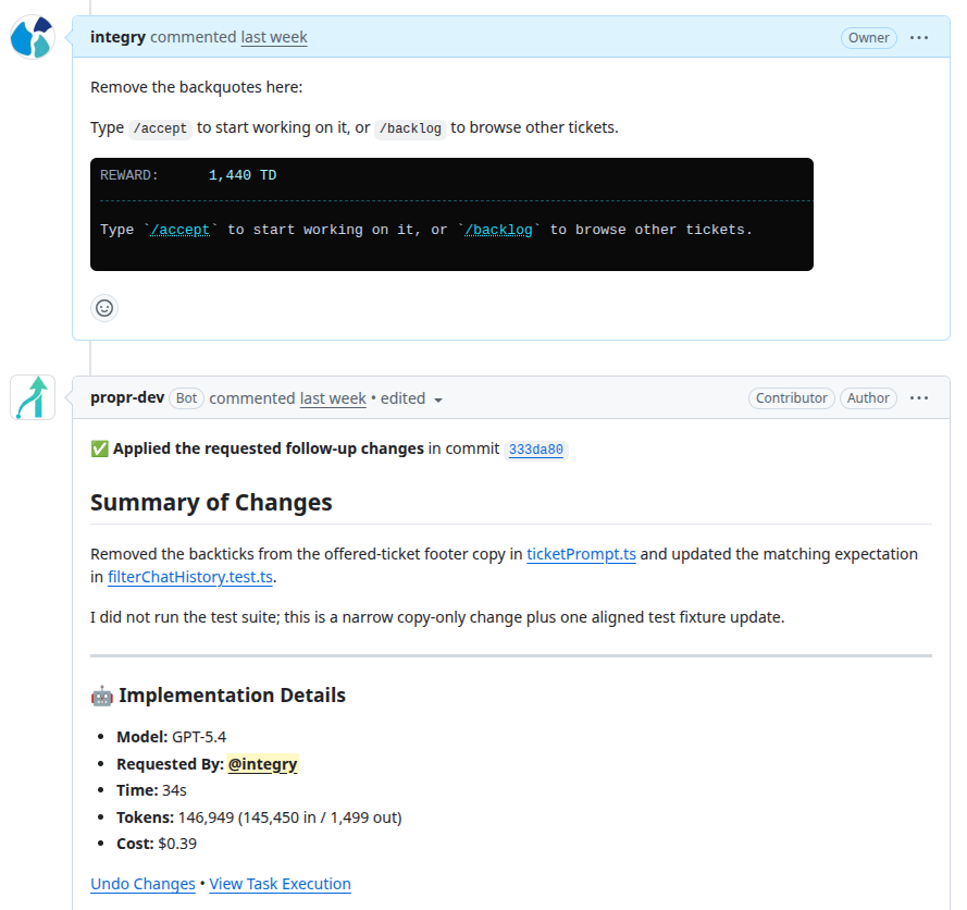 ProPR request refinements from GitHub screenshot