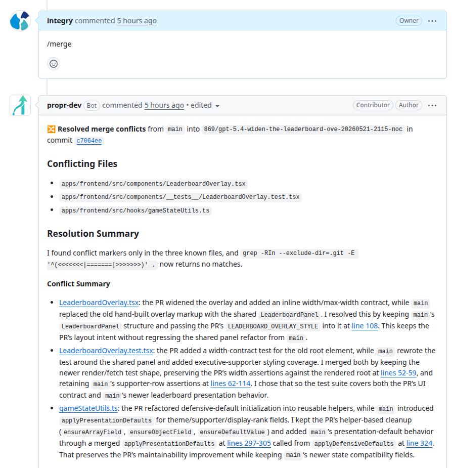 ProPR resolve merge conflicts screenshot